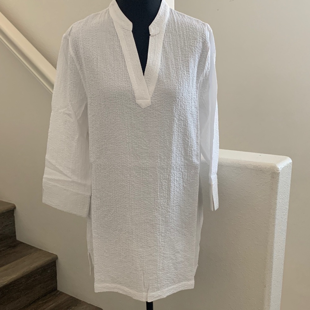 NWT Norm Thompson Ivory Textured Tunic.